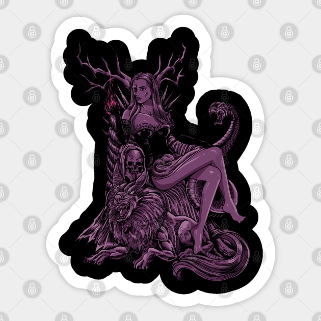 Viking goddess of the dead Hel Sticker by Modern Medieval Design